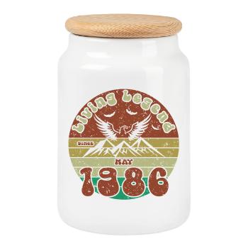 Légende vivante du 40e anniversaire depuis le VIN 05/1986 - Boîte à biscuits avec couvercle en bois - blanc - Devant