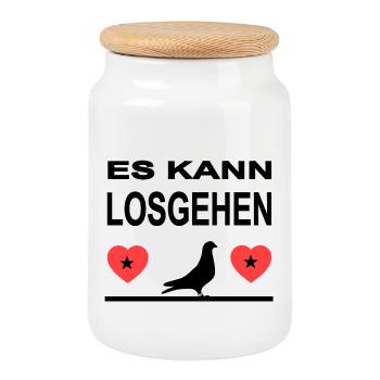 Tauben - Keksdose mit Holzdeckel - Weiß - Vorne