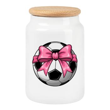 T-shirt Foot Fille avec Nœud Rose - Design Coquett - Boîte à biscuits avec couvercle en bois - blanc - Devant