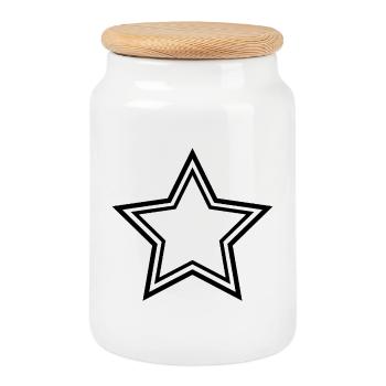 Star Double Frame - Cookie Jar with Wooden Lid - white - Front