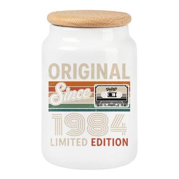 Vintage 1975 Legend Rétro Anniversaire 1984 - Boîte à biscuits avec couvercle en bois - blanc - Devant