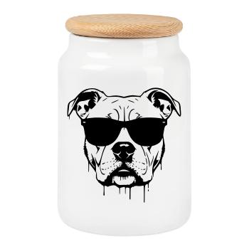 Graffiti des lunettes Pitbull - Boîte à biscuits avec couvercle en bois - blanc - Devant