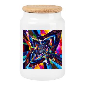 Kaleidoskopischer Wirbel - Keksdose mit Holzdeckel - Weiß - Vorne
