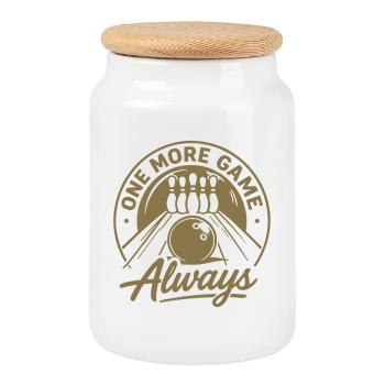 One More Game Always Bowling Sport - Cookie Jar with Wooden Lid - white - Front