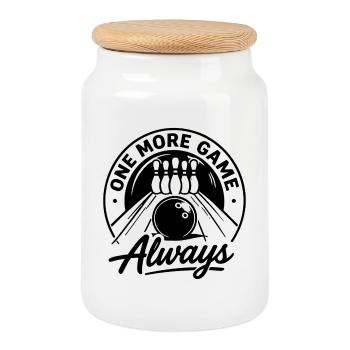 One More Game Always Bowling Sport - Keksdose mit Holzdeckel - Weiß - Vorne