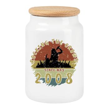 18th Birthday Rocking the crowd SNG 05/2008 - Cookie Jar with Wooden Lid - white - Front