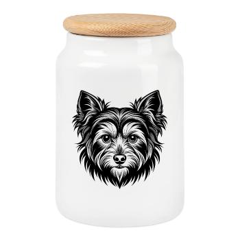 Yorkshire Terrier - Keksdose mit Holzdeckel - Weiß - Vorne