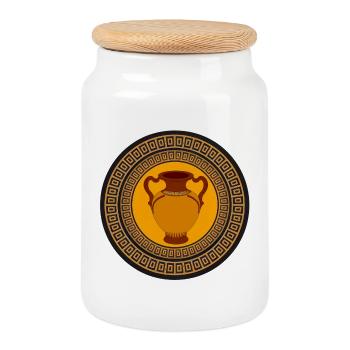 Sonnenkreis Vase Griechischer Stil mäander - Keksdose mit Holzdeckel - Weiß - Vorne