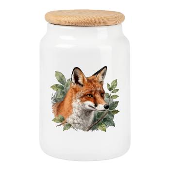 Botanischer Fuchs - Keksdose mit Holzdeckel - Weiß - Vorne