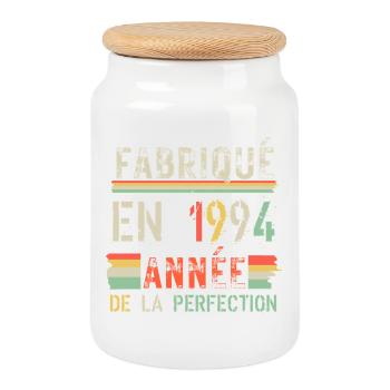 Fabriqué en 1994 Année de Perfection - Boîte à biscuits avec couvercle en bois - blanc - Devant