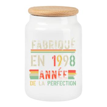 Fabriqué en 1998 Année Parfaite - Boîte à biscuits avec couvercle en bois - blanc - Devant