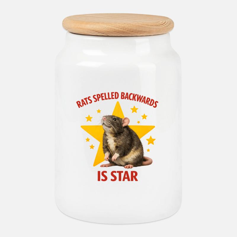 RATS spelled BACKWARDS is STAR ! Funny Rat Design - Keksdose mit Holzdeckel - Weiß