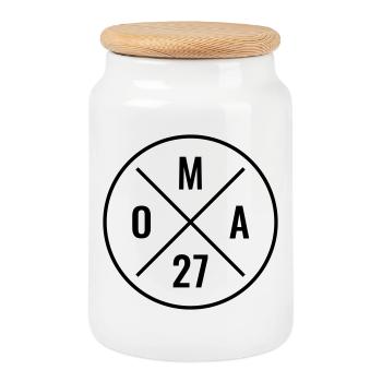 Grand-mère 27 ans - Annonce du bébé - Descendance - Grand-mère 2027 - Boîte à biscuits avec couvercle en bois - blanc - Devant