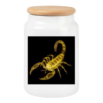 Scorpion néon la nuit - Boîte à biscuits avec couvercle en bois - blanc - Devant