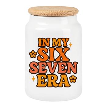 Dans mon mème d’humour italien de la pourriture cervementale de l’ère 67 des Six Sept - Boîte à biscuits avec couvercle en bois - blanc - Devant