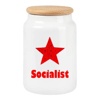 Chemise avec le logo socialiste de l’Étoile rouge - Boîte à biscuits avec couvercle en bois - blanc - Devant