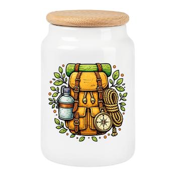 Backpack hiking trek camping outdoor - Cookie Jar with Wooden Lid - white - Front