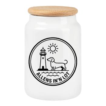 Tout ce qui concerne le Lot, Teckel, Dog, Côte, Mer du Nord, Mer Baltique - Boîte à biscuits avec couvercle en bois - blanc - Devant