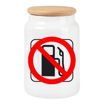 Stop Sign Fuel Pump Gasoline Diesel Prices - Cookie Jar with Wooden Lid - white - Front