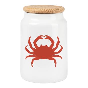Crimson Crab Silhouette - Cookie Jar with Wooden Lid - white - Front