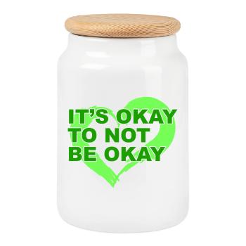 It’s okay to not be okay  Mental Health Matters - Cookie Jar with Wooden Lid - white - Front