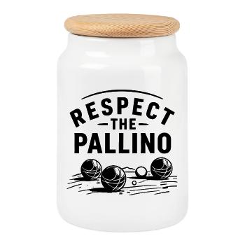Respectez le sport de pétanque de Pallino Boule - Boîte à biscuits avec couvercle en bois - blanc - Devant