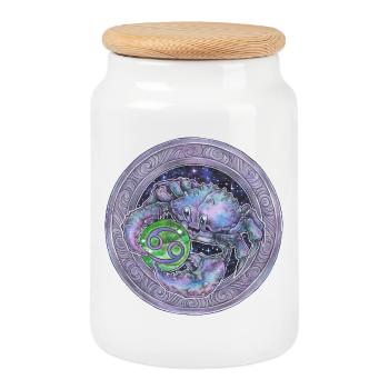 Signe du zodiaque Cancer du cadeau du cancer - Boîte à biscuits avec couvercle en bois - blanc - Devant