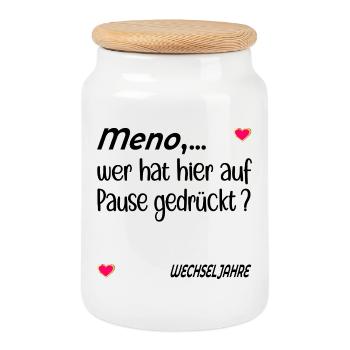 Pause Stimmung Menopause - Keksdose mit Holzdeckel - Weiß - Vorne