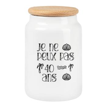 Je ne peux pas j’ai 40 ans – T-shirt anniversaire - Boîte à biscuits avec couvercle en bois - blanc - Devant
