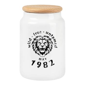 44. Geburtstag Wild, free & untamed since 05/1982 - Keksdose mit Holzdeckel - Weiß - Vorne