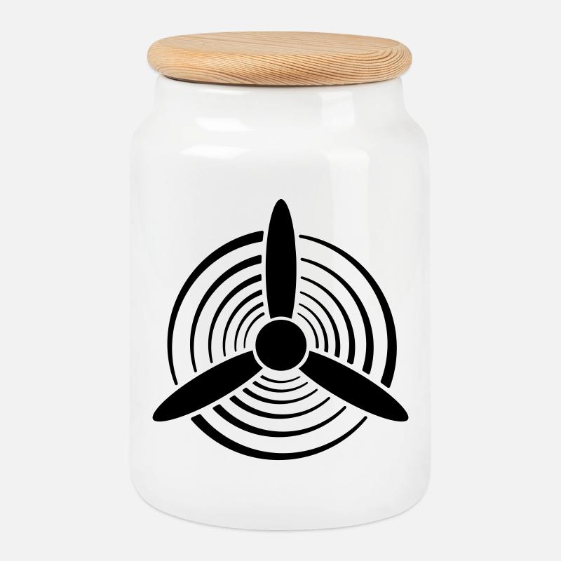 Solid Color Graphic Propeller - Cookie Jar with Wooden Lid - white
