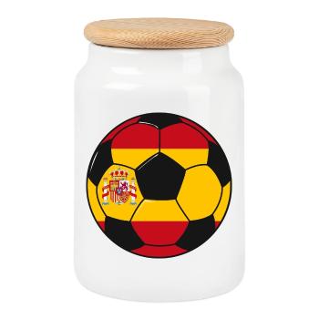 Football_team_Spain - Boîte à biscuits avec couvercle en bois - blanc - Devant