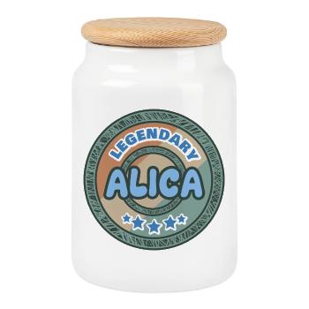 Cadeau pour Alica - Boîte à biscuits avec couvercle en bois - blanc - Devant