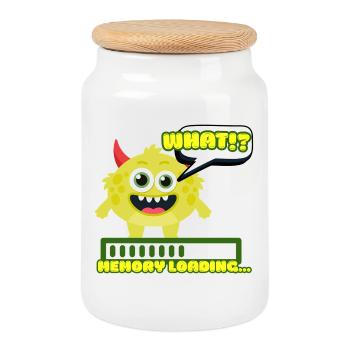 Méme de Monstre qui Charge la Mémoire - Boîte à biscuits avec couvercle en bois - blanc - Devant