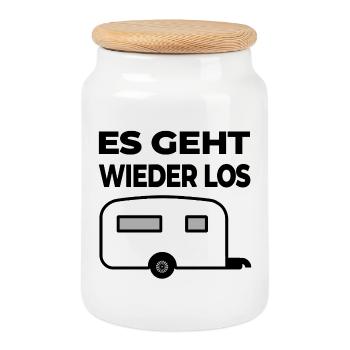 Camping - Keksdose mit Holzdeckel - Weiß - Vorne