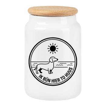 Patrie du nord de l’Allemagne du nord de l’Allemagne à huus - Boîte à biscuits avec couvercle en bois - blanc - Devant