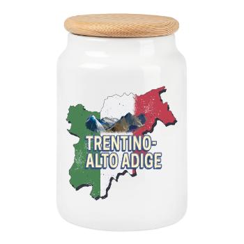 Souvenir vintage de la région rétro du Tyrol du Sud du Trentin - Boîte à biscuits avec couvercle en bois - blanc - Devant