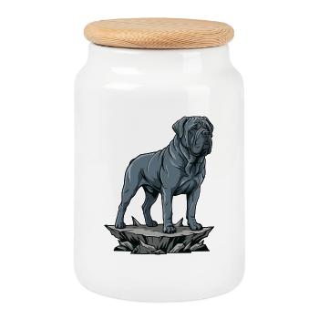 Neapolitanischer Mastiffhund auf dem Rock Blue Portrait - Keksdose mit Holzdeckel - Weiß - Vorne
