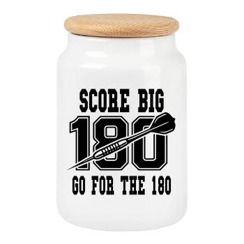 Score Big Go For The 180 Darts Sport - Cookie Jar with Wooden Lid - white - Front