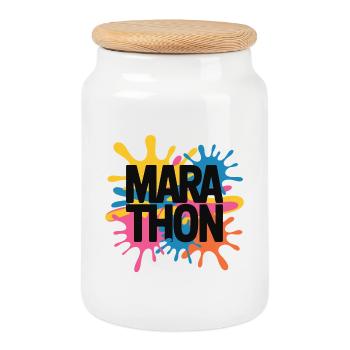 Farbsplash Marathon - Keksdose mit Holzdeckel - Weiß - Vorne