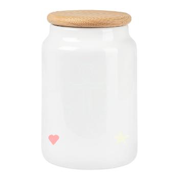 Anchor Lines Motif Heart Star - Cookie Jar with Wooden Lid - white - Front
