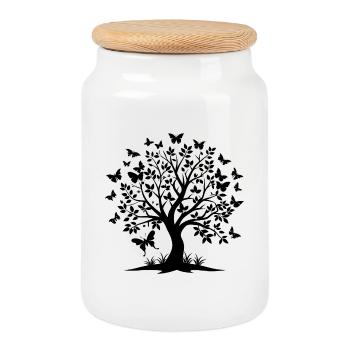Magnifique Arbre Papillon - Boîte à biscuits avec couvercle en bois - blanc - Devant