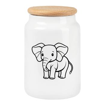 Baby elephant - Cookie Jar with Wooden Lid - white - Front