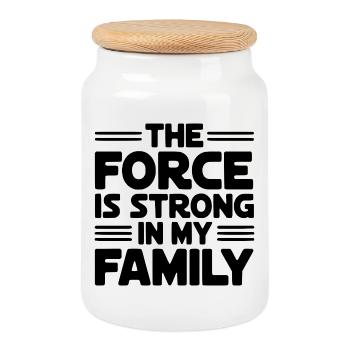 The Force Is Strong In My Family - Cookie Jar with Wooden Lid - white - Front