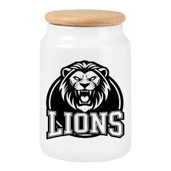 Lion Crest Leichtathletik - Keksdose mit Holzdeckel - Weiß - Vorne