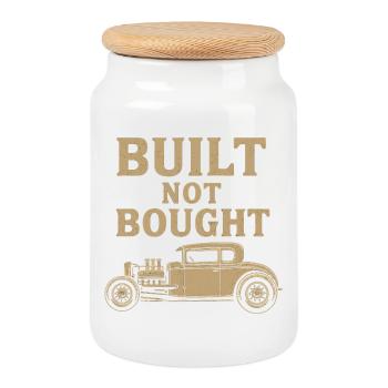 Built Not Bought – Hot Rod Vintage Workshop - Cookie Jar with Wooden Lid - white - Front