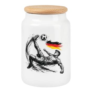 Football overhead kick Germany Style - Cookie Jar with Wooden Lid - white - Front