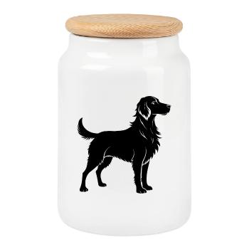 Brittany Dog - Keksdose mit Holzdeckel - Weiß - Vorne