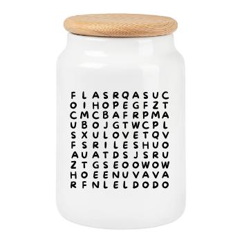 Salade de lettres. Puzzle de lettres. Trouve des mots ! - Boîte à biscuits avec couvercle en bois - blanc - Devant
