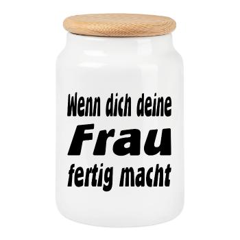 Frau - Keksdose mit Holzdeckel - Weiß - Vorne